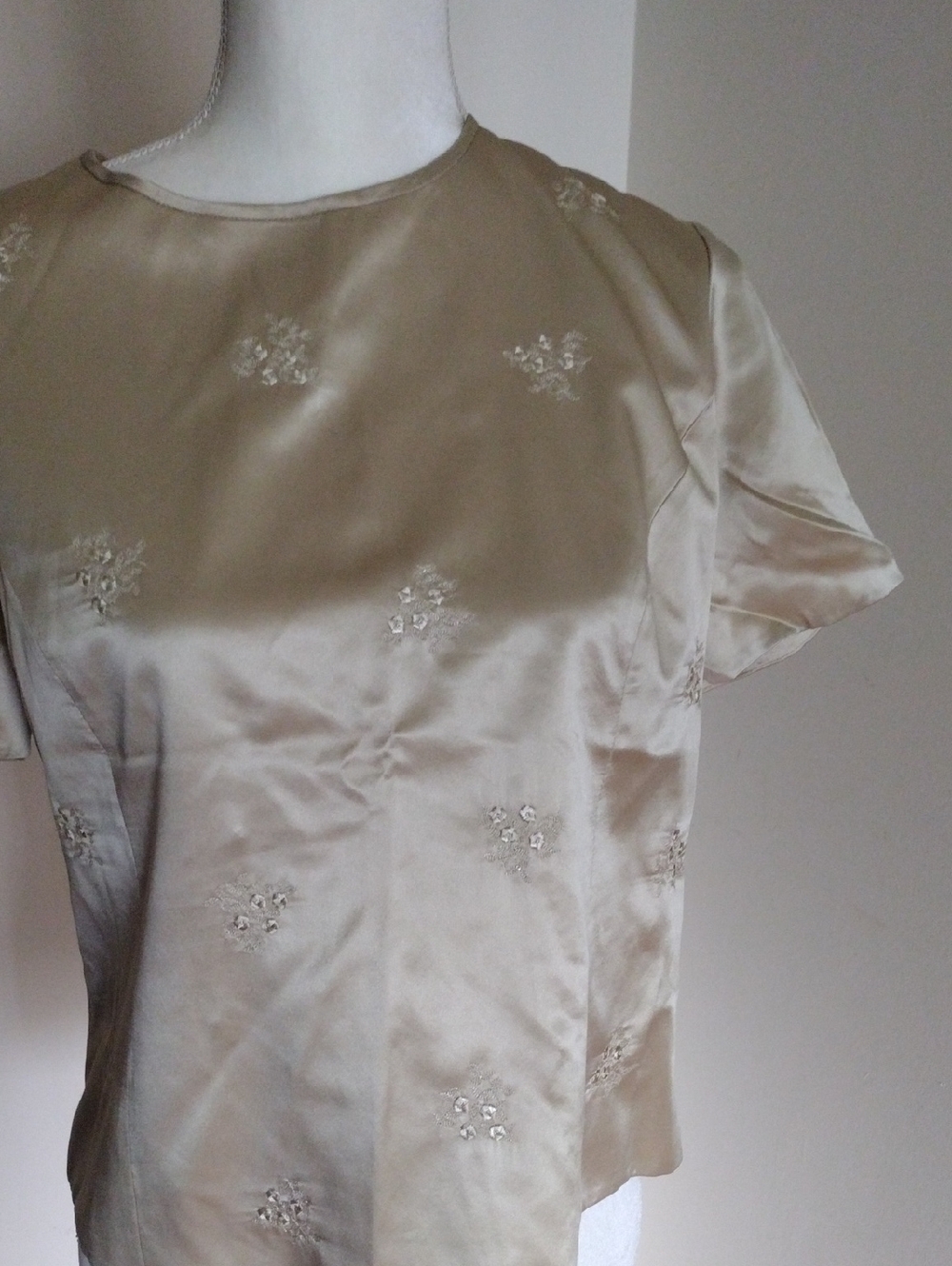 Talbots Champagne Satin Short-Sleeve Blouse